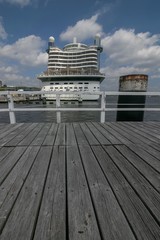 maritime view to a cruise ship terminal