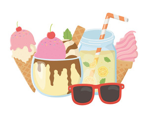 Summer and vacation icon set design