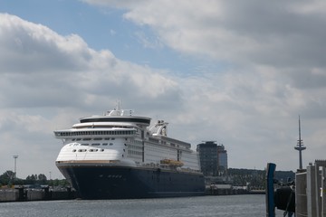 cruise ship at the departure port of Kiel