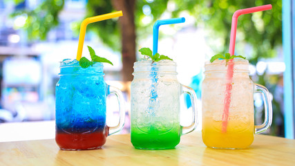 Color of Fresh Italian Soda with Green Mint for summer concept