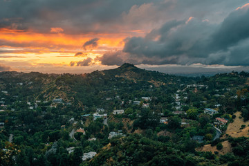 Sunset view from Runyon Canyon Park in the Hollywood Hills, Los Angeles, California