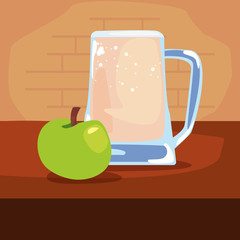 pitcher with fresh juice fruit