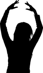 Dancing girl silhouettes shadow model vector figure ballerina fun celebrating