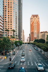 Cityscape view of 5th Street in downtown Los Angeles, California