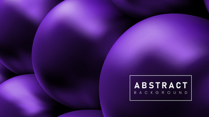 Creative abstract background with purple glossy 3d balls.