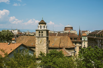 Fototapeta na wymiar Rooftops of Geneva in summer