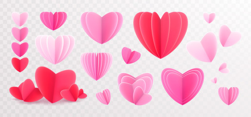 Happy holidays: Valentines day 14 february, Mothers, Womens day 8 march background, paper cut hearts. 3d Vector illustration. Romantic wedding design, flyers, banners, offers, sale,celebrations...