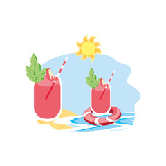 float protection summer in the beach with juices