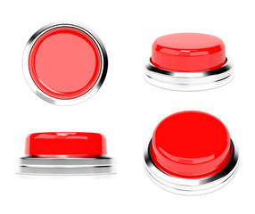Red push buttons. Set of web icons. 3d rendering illustration isolated