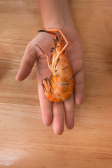grill shrimps , River Shrimps burn