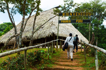 Embera Ethnic Group Community, Chagres River, Chagres National Park, Colon Province, Panama,...