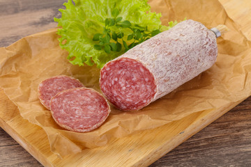 Italian dry Saliami pork sausage
