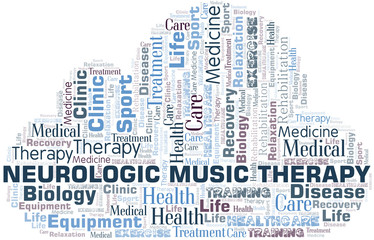 Obraz premium Neurologic Music Therapy word cloud. Wordcloud made with text only.