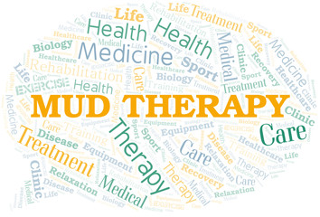 Fototapeta premium Mud Therapy word cloud. Wordcloud made with text only.