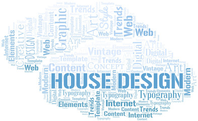 Fototapeta premium House Design word cloud. Wordcloud made with text only.