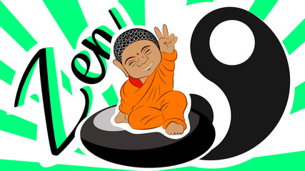 Vector graffiti illustration on the theme of Zen Buddhism