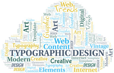 Typographic Design word cloud. Wordcloud made with text only.