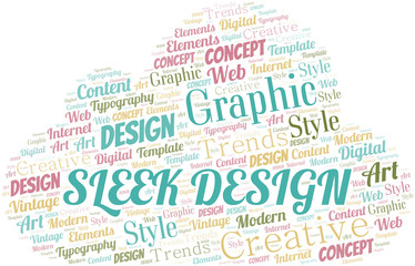 Fototapeta premium Sleek Design word cloud. Wordcloud made with text only.