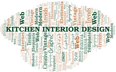 Kitchen Interior Design word cloud. Wordcloud made with text only.