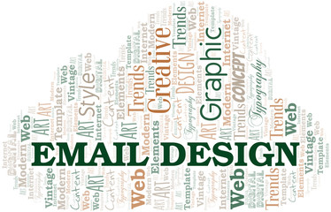 Email Design word cloud. Wordcloud made with text only.