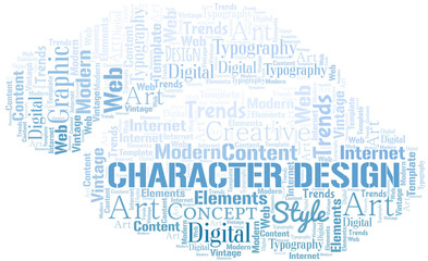 Character Design word cloud. Wordcloud made with text only.
