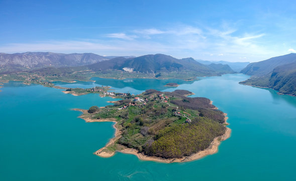 Aerial view of Rama lake or Ramsko jezero , Bosnia and Herzegovina