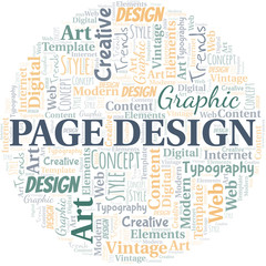 Fototapeta premium Page Design word cloud. Wordcloud made with text only.
