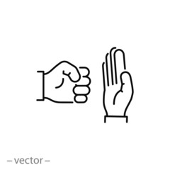 Obraz premium stop domestic violence icon, stop fist hand, line symbol on white background - editable stroke vector illustration eps10