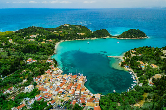 Beautiful turquoise bay in Lakka. Paxos. Ionian islands of Greece