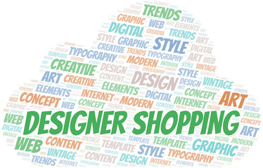 Obraz premium Designer Shopping word cloud. Wordcloud made with text only.