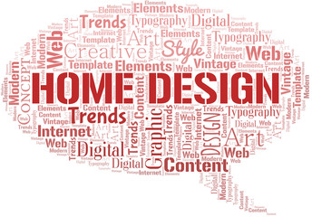 Home Design word cloud. Wordcloud made with text only.