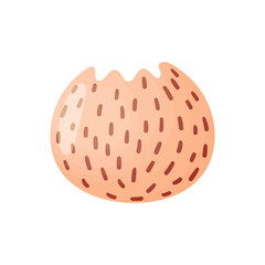 Beige flower pot in the shape of a ball. Vector illustration on white background.