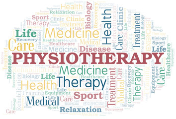 Physiotherapy word cloud. Wordcloud made with text only.