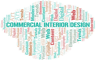 Commercial Interior Design word cloud. Wordcloud made with text only.