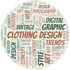 Clothing Design word cloud. Wordcloud made with text only.