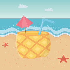 pineapple cocktail in the beach design