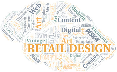 Retail Design word cloud. Wordcloud made with text only.