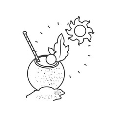 summer cocktail of coconut with sun