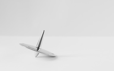 Spinning-top of metal on a white background, static