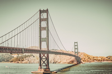 Retro toned Golden Gate Bridge in San Francisco, California, USA