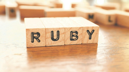 Wooden Text Block of Ruby