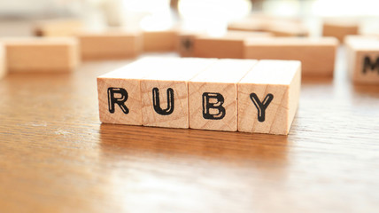 Wooden Text Block of Ruby