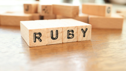 Wooden Text Block of Ruby