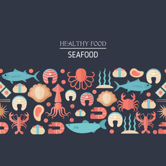 Fish and seafood flat icon