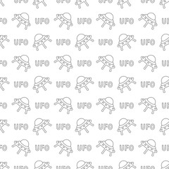 UFO day pattern, doodle seamless outline background. Vector illustration.