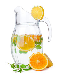 jug of lemonade isolated on white background
