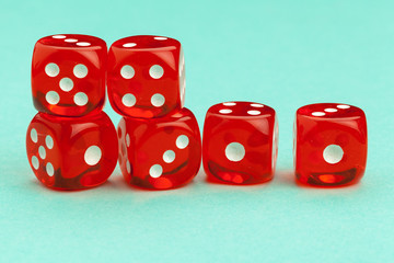 Gaming dices on blue background. Game concept.