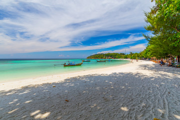 Tropical beach paradise and the blue sky at Khai Island in Satun Province , Thailand