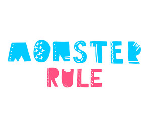 vector monsters cute lettering