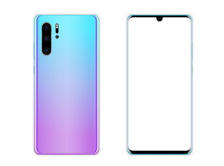 phone front and backside view isolated on white background
